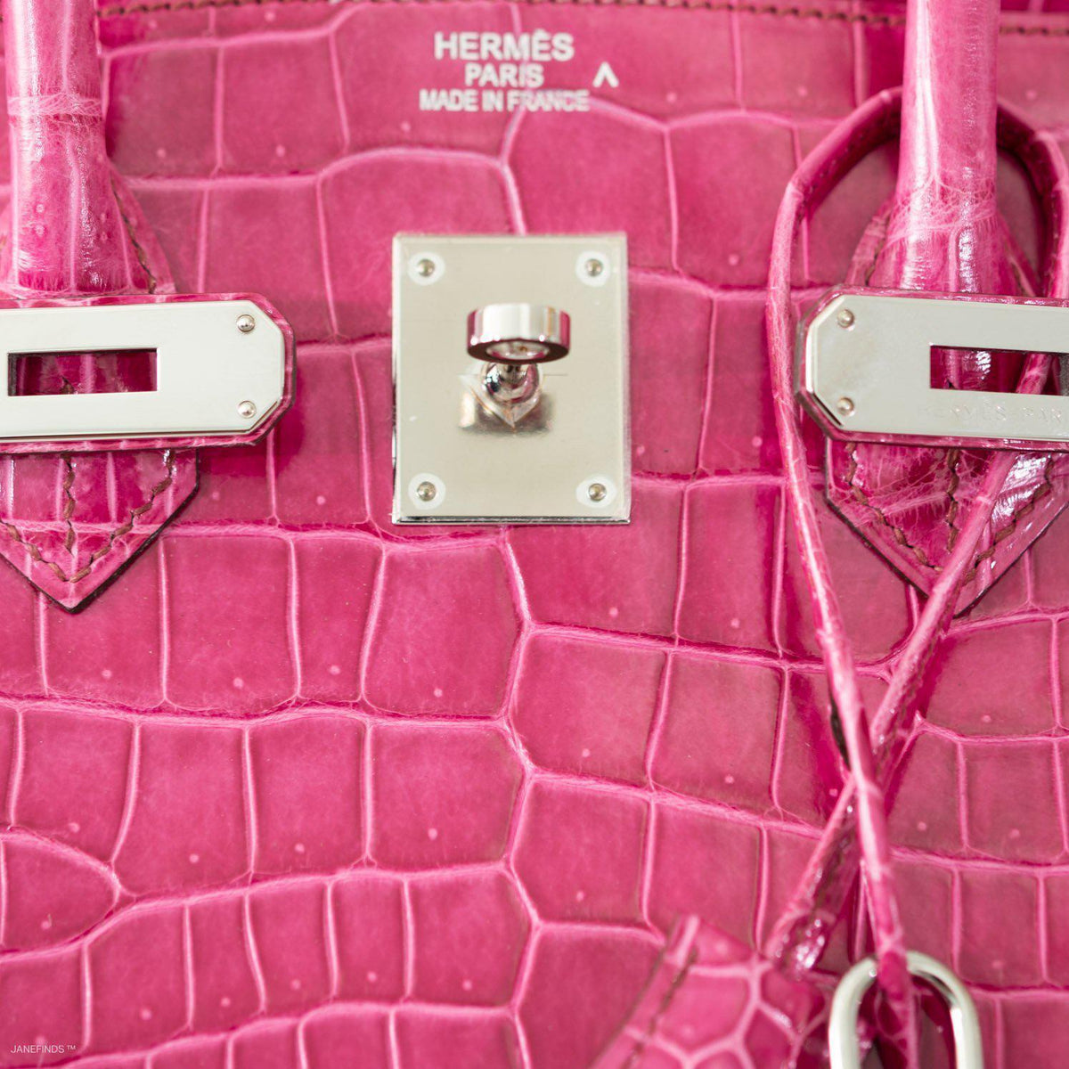 Hermes Birkin 35 Fuchsia Porosus Crocodile with Palladium Hardware Hermes