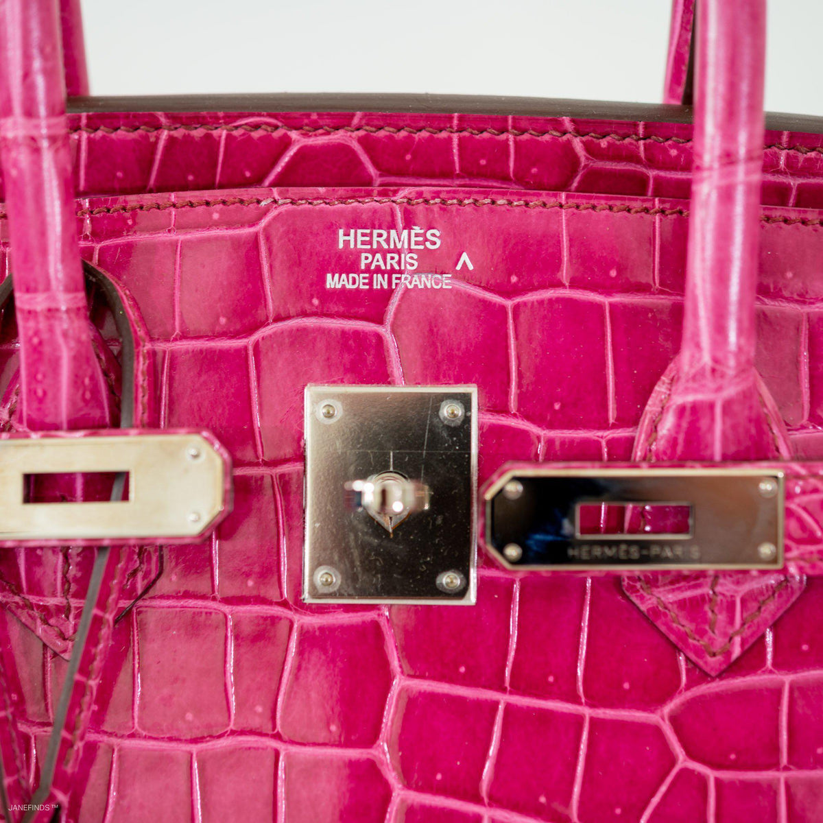 Hermes Birkin 35 Fuchsia Porosus Crocodile with Palladium Hardware Hermes