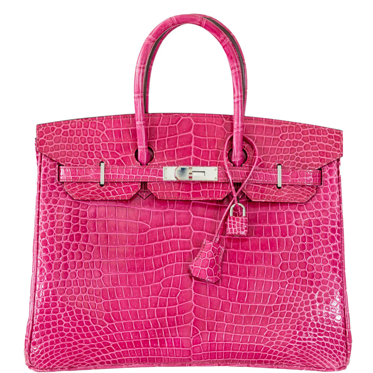 Hermes Birkin 35 Fuchsia Porosus Crocodile with Palladium Hardware Hermes