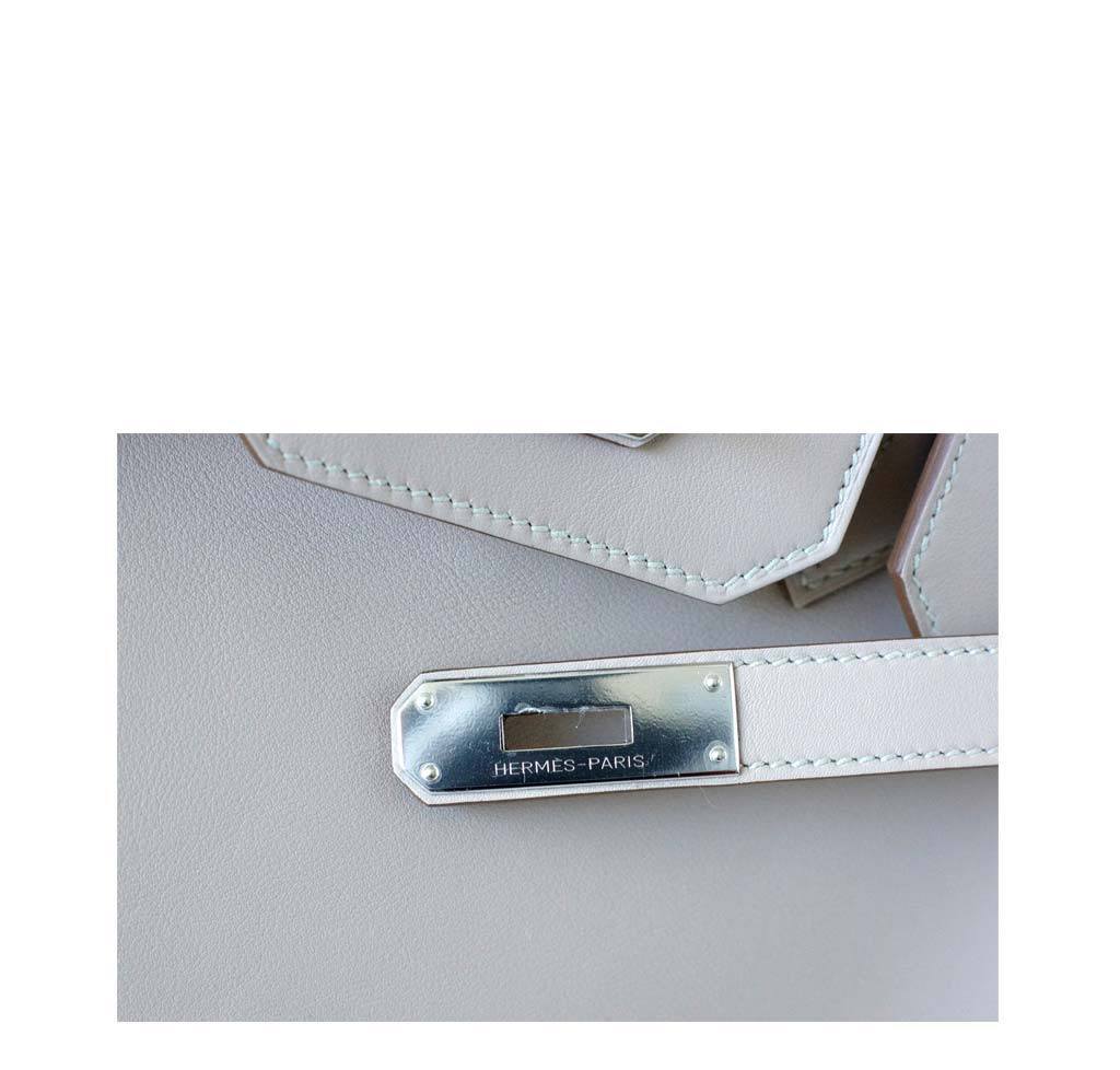 Hermes Birkin 35 Ghillies Limited Edition Argile & Etoupe Swift Leather Palladium Hardware BagAg