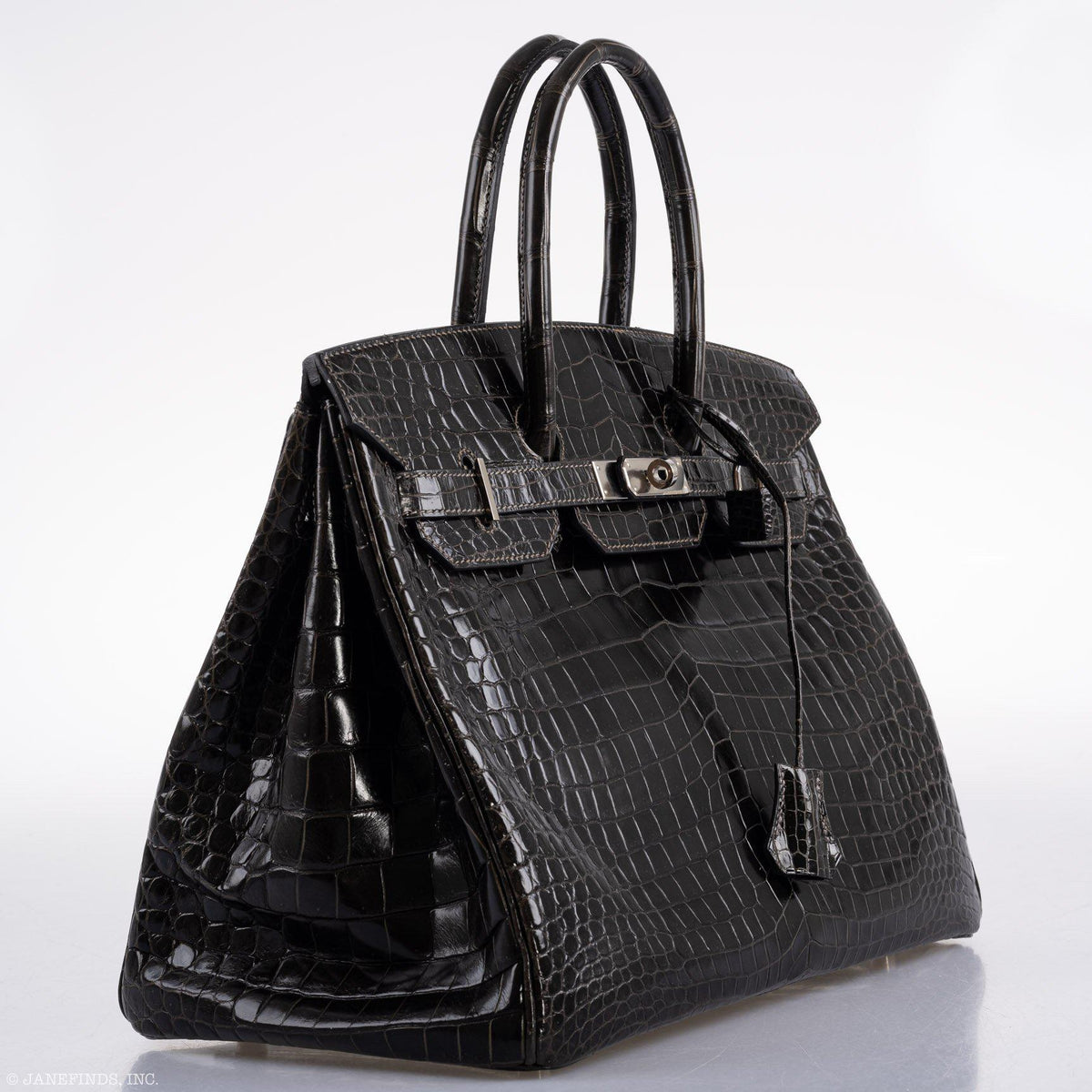 Hermes Birkin 35 Graphite Porosus Crocodile with Palladium Hardware Hermes