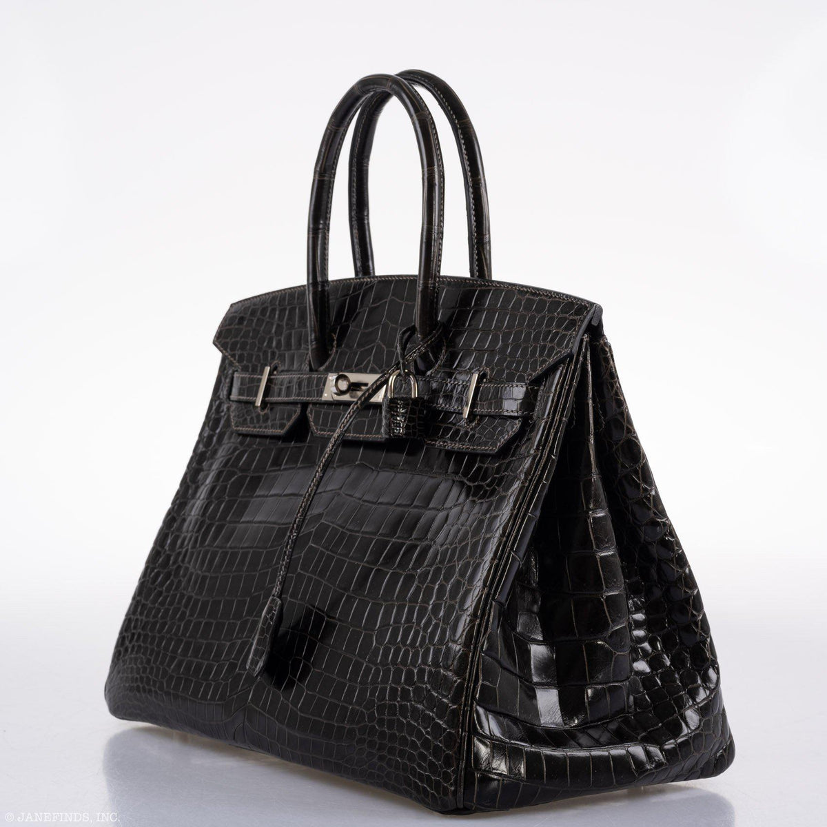 Hermes Birkin 35 Graphite Porosus Crocodile with Palladium Hardware Hermes