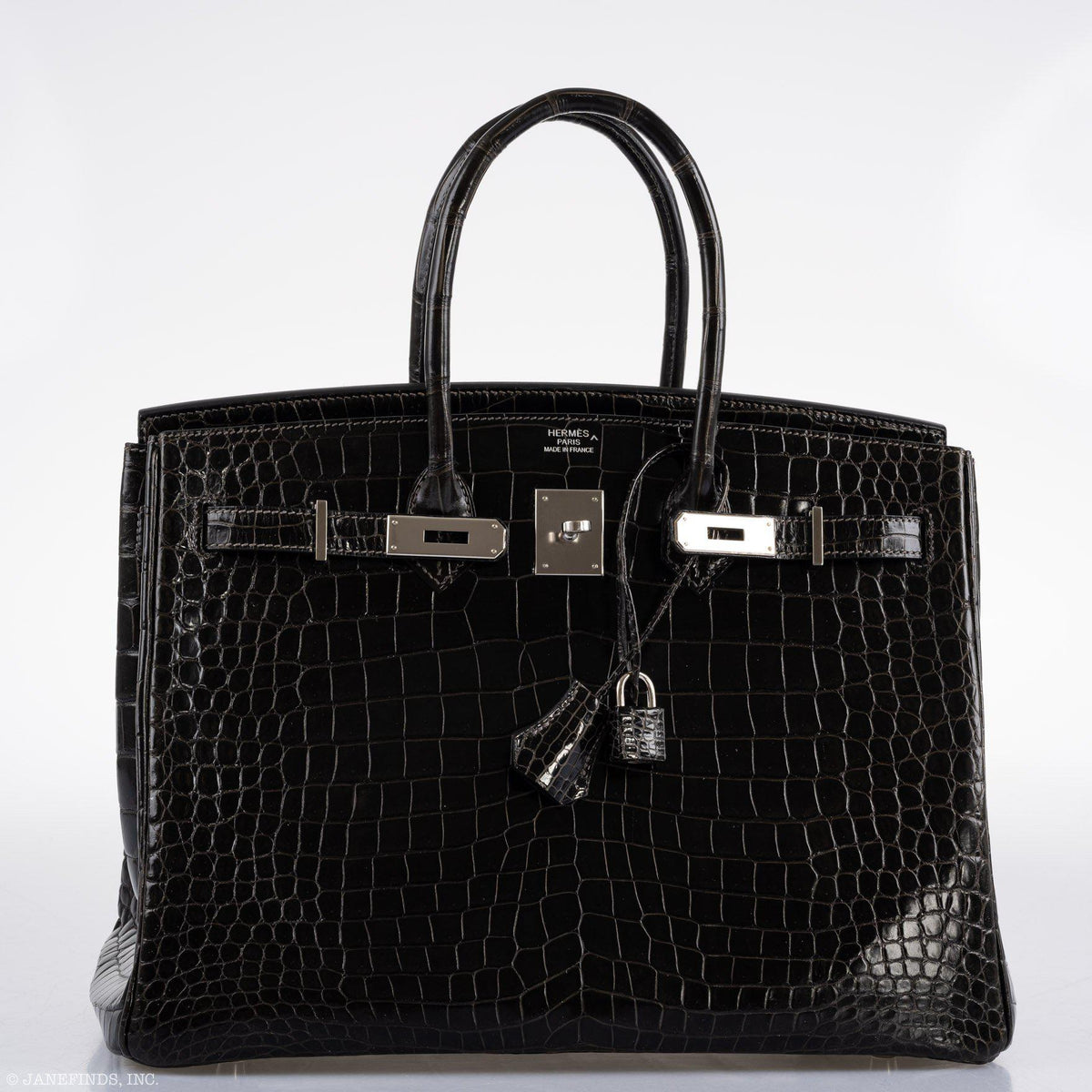 Hermes Birkin 35 Graphite Porosus Crocodile with Palladium Hardware Hermes