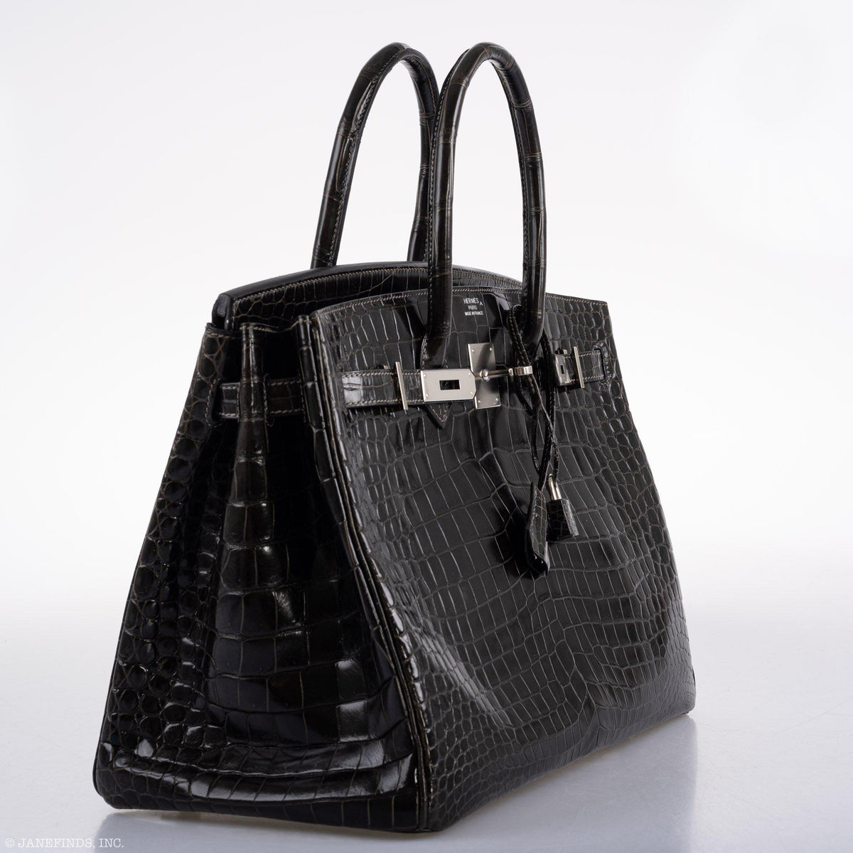 Hermes Birkin 35 Graphite Porosus Crocodile with Palladium Hardware Hermes