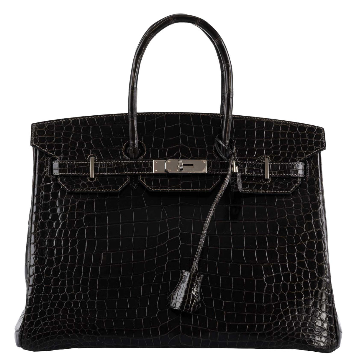 Hermes Birkin 35 Graphite Porosus Crocodile with Palladium Hardware Hermes