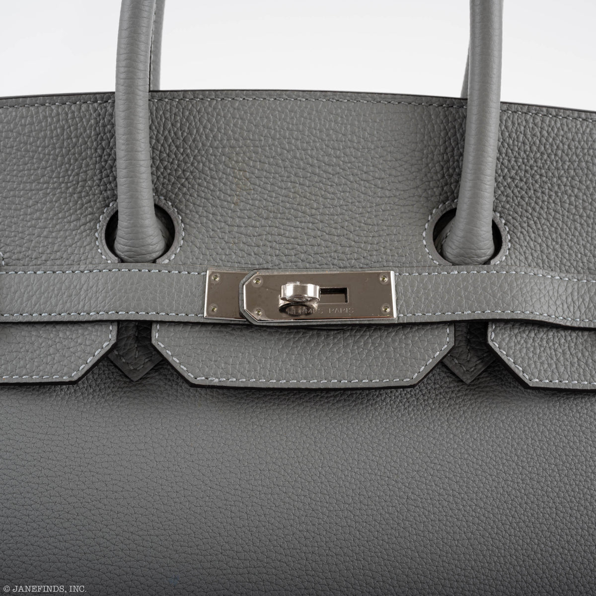 Hermes Birkin 35 Gris Mouette Verso Blue Agate Togo Palladium Hardware Hermes