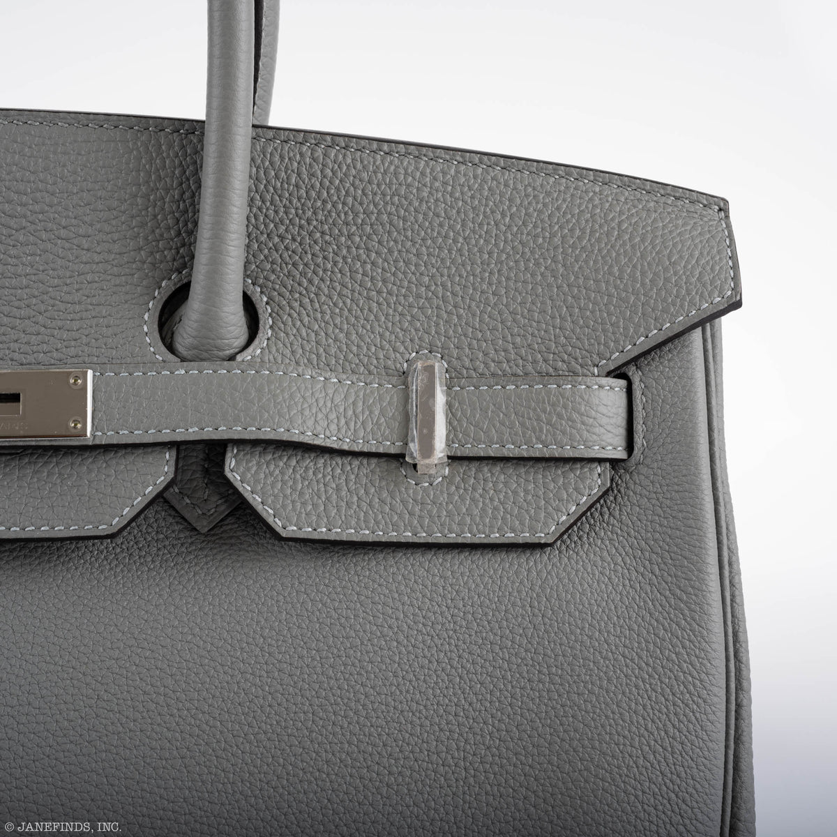 Hermes Birkin 35 Gris Mouette Verso Blue Agate Togo Palladium Hardware Hermes