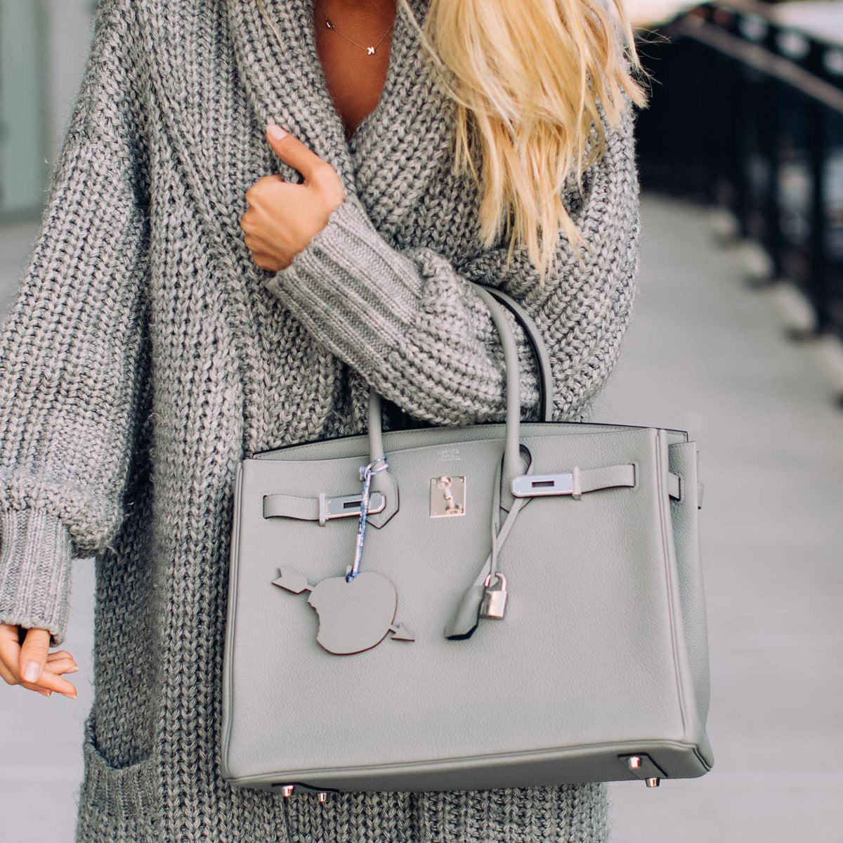 Hermes Birkin 35 Gris Mouette Verso Blue Agate Togo Palladium Hardware Hermes