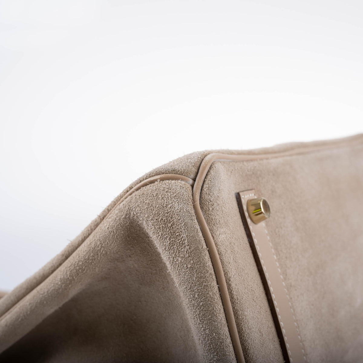 Hermes Birkin 35 Grizzly Argile Veau Doblis Suede & Swift Permabrass Hardware Hermes
