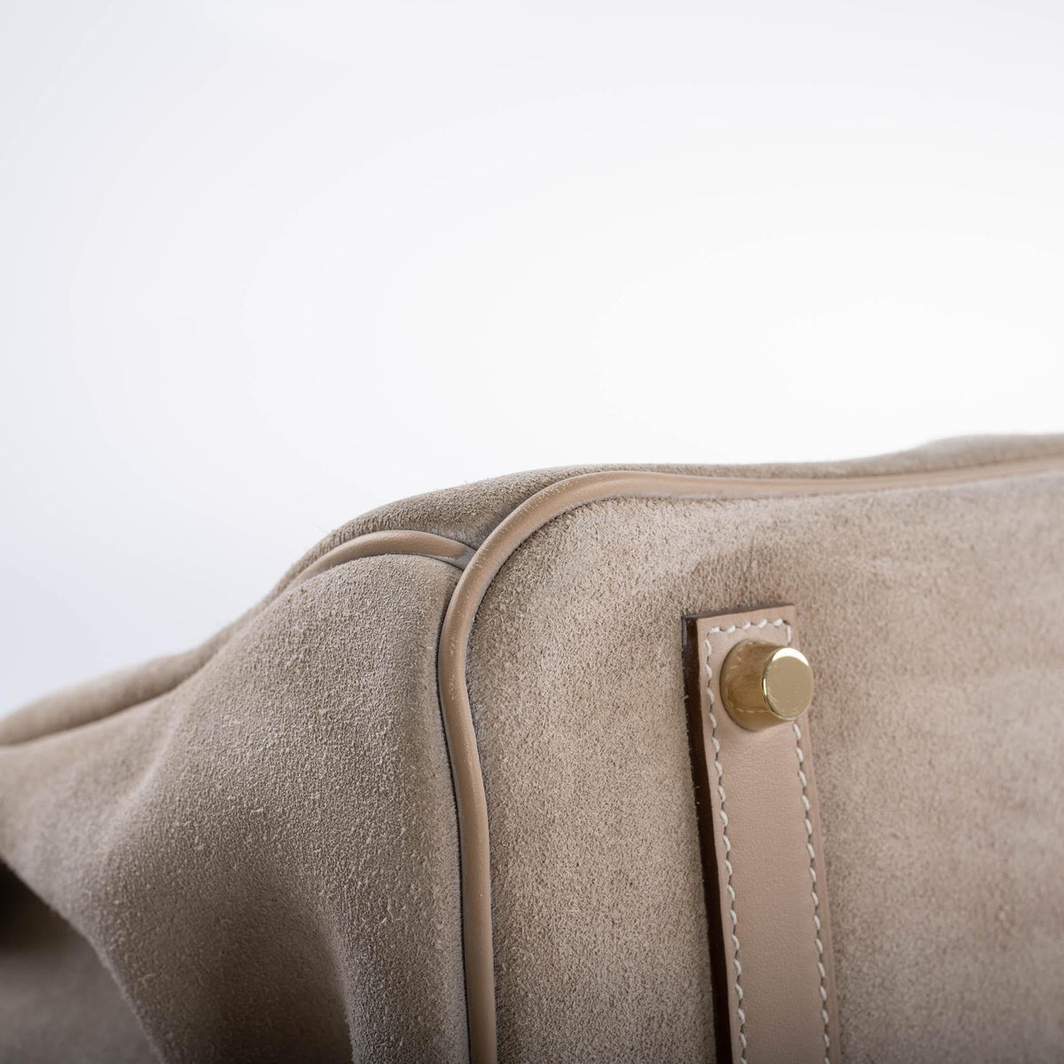 Hermes Birkin 35 Grizzly Argile Veau Doblis Suede & Swift Permabrass Hardware Hermes
