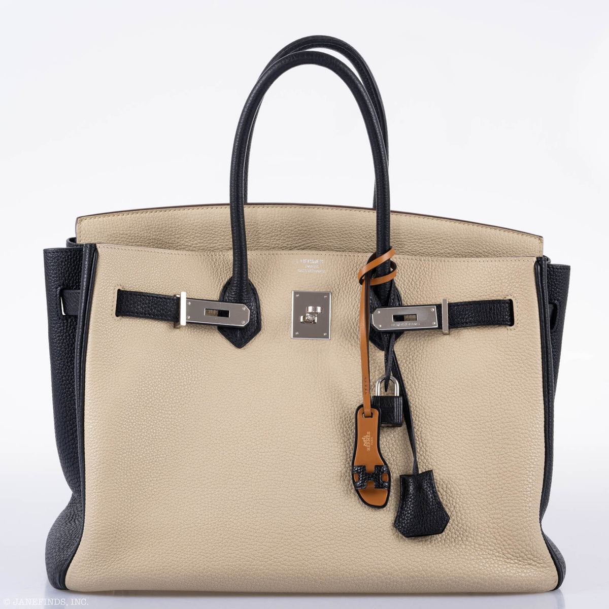 Hermes Birkin 35 HSS Black & Parchemin Togo Leather Palladium Hardware Hermes