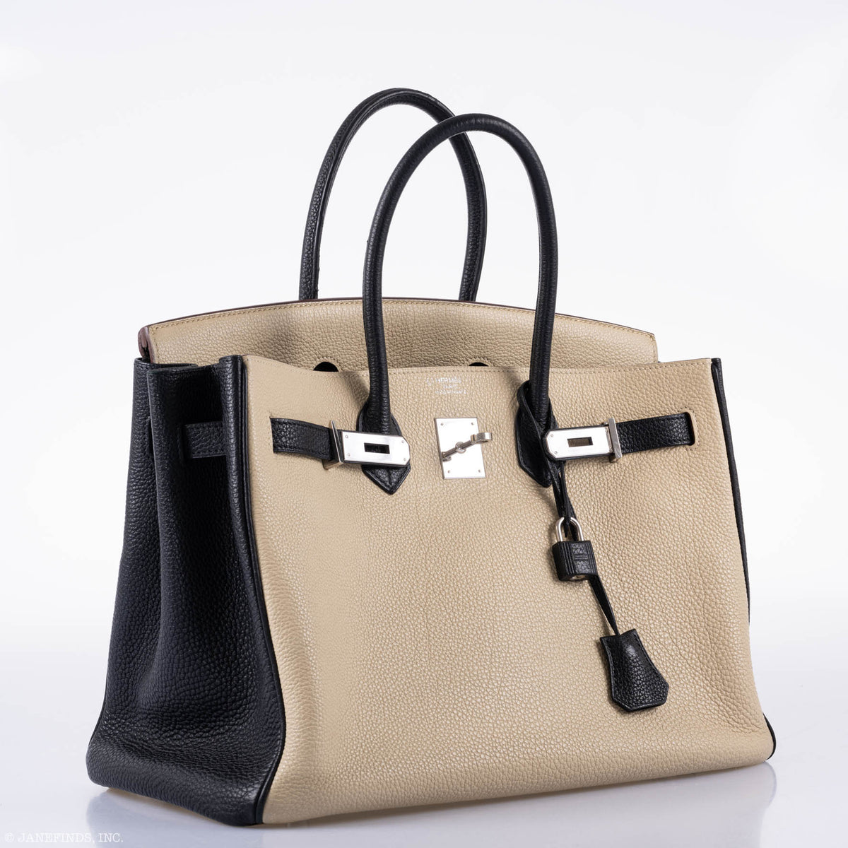 Hermes Birkin 35 HSS Black & Parchemin Togo Leather Palladium Hardware Hermes
