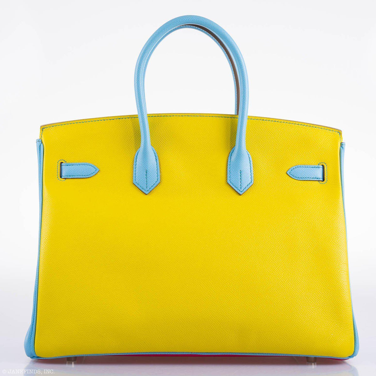 Hermes Birkin 35 HSS Rose Tyrien, Blue Celeste, Lime Epsom Palladium Hardware Hermes