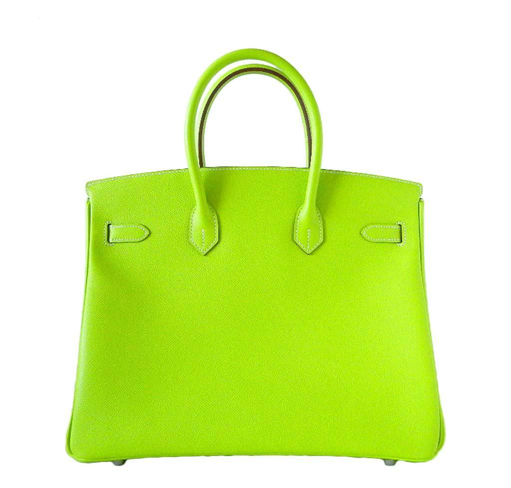 Hermes Birkin 35 Kiwi Epsom Leather Palladium Hardware BagAg