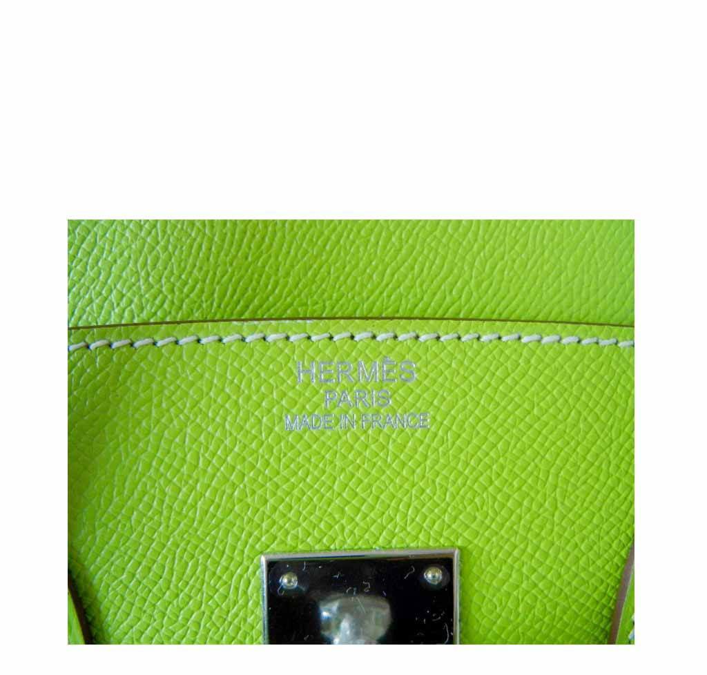 Hermes Birkin 35 Kiwi Epsom Leather Palladium Hardware BagAg