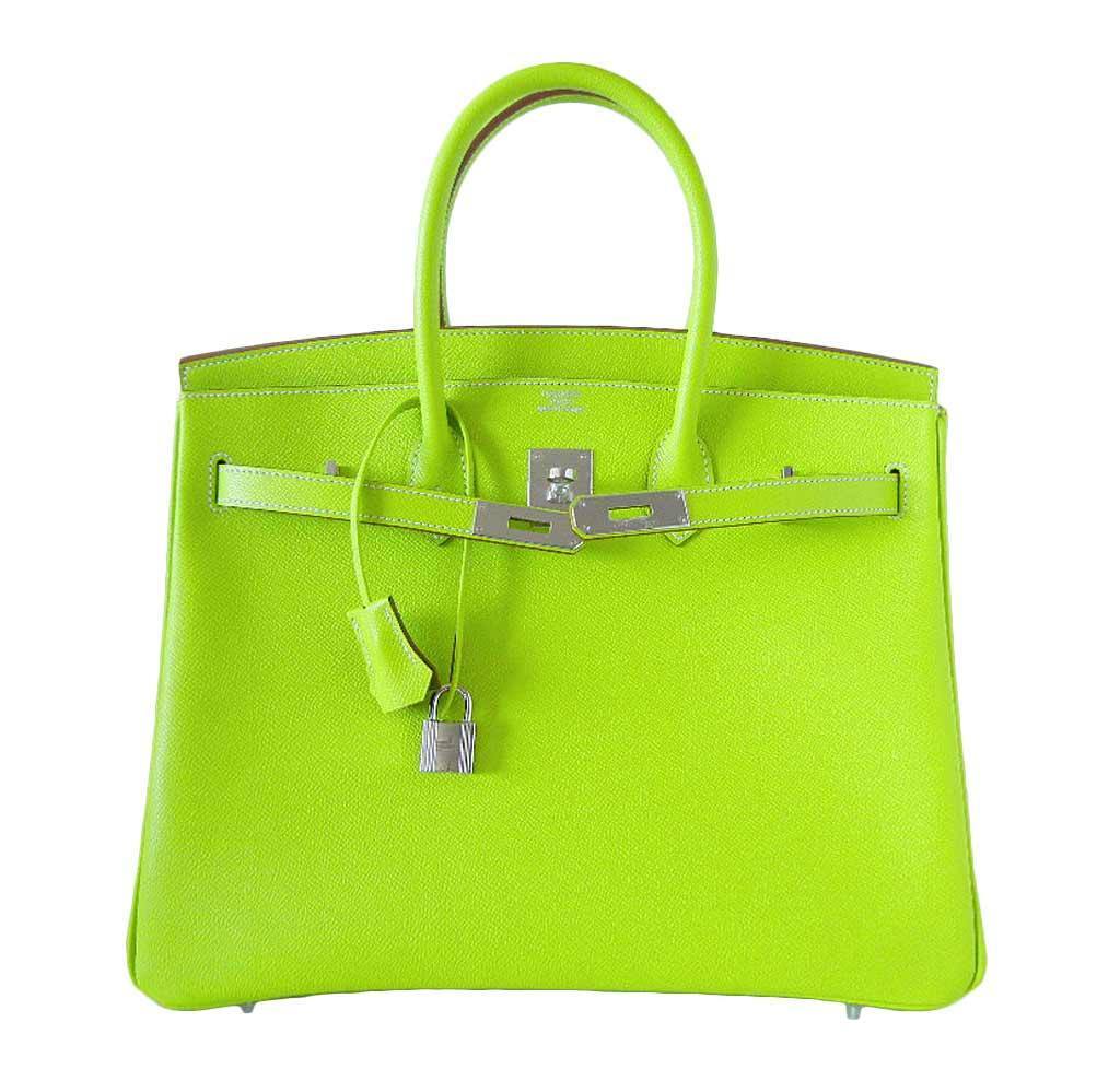 Hermes Birkin 35 Kiwi Epsom Leather Palladium Hardware BagAg