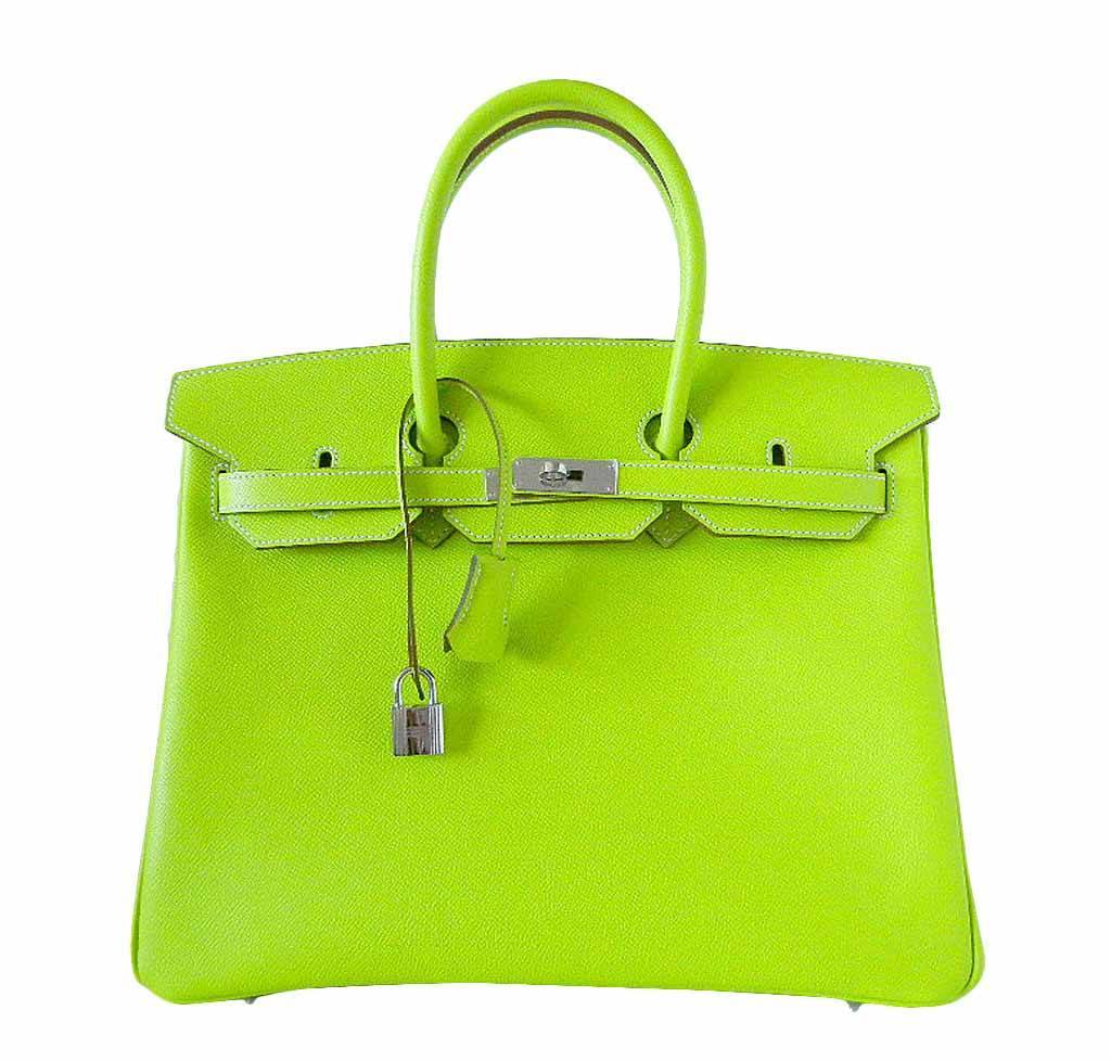 Hermes Birkin 35 Kiwi Epsom Leather Palladium Hardware BagAg
