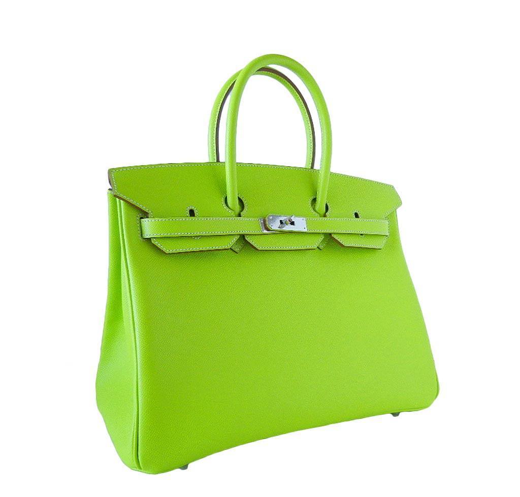 Hermes Birkin 35 Kiwi Epsom Leather Palladium Hardware BagAg