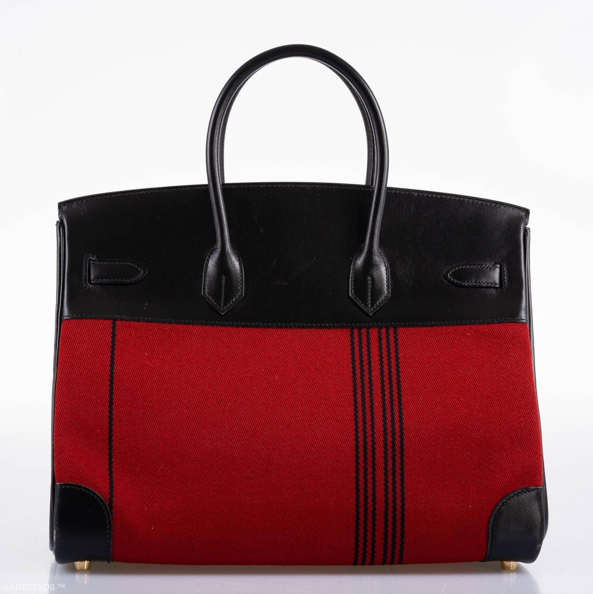 Hermes Birkin 35 Red Potamos Canvas & Black Box with Gold Hardware Hermes