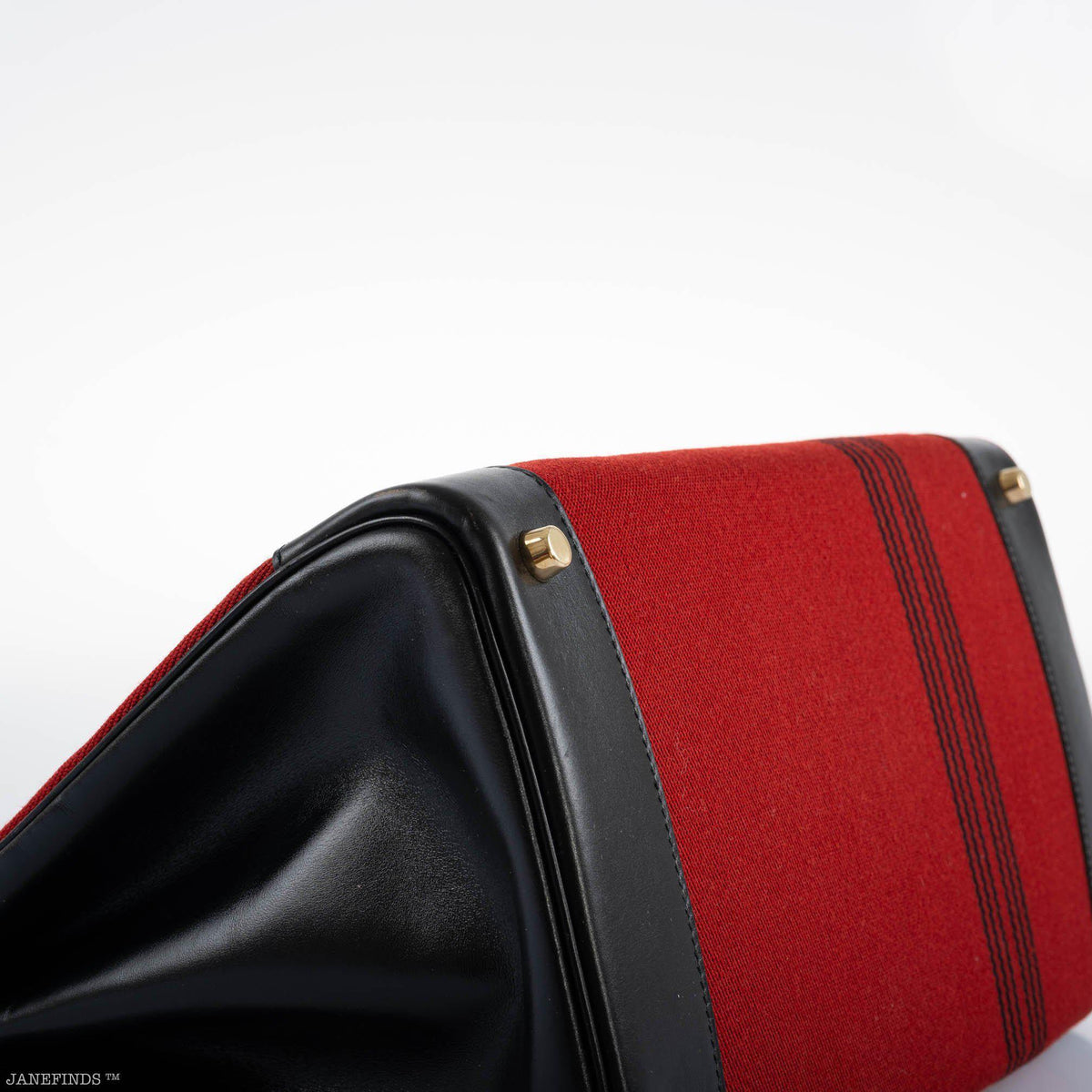 Hermes Birkin 35 Red Potamos Canvas & Black Box with Gold Hardware Hermes