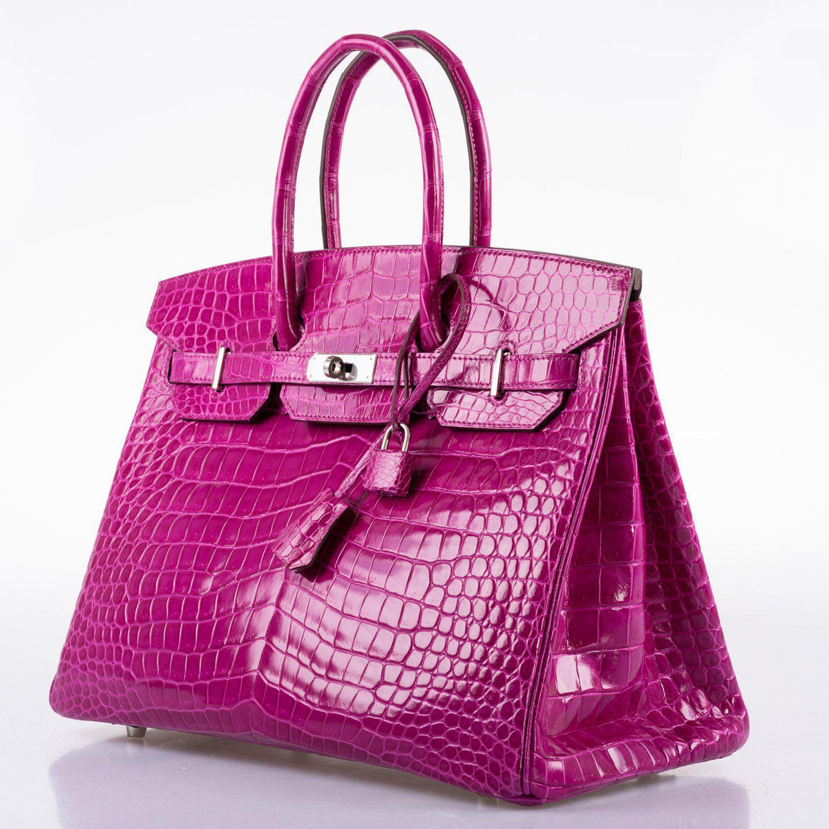 Hermes Birkin 35 Rose Scheherazade Shiny Porosus Crocodile Palladium Hardware Hermes