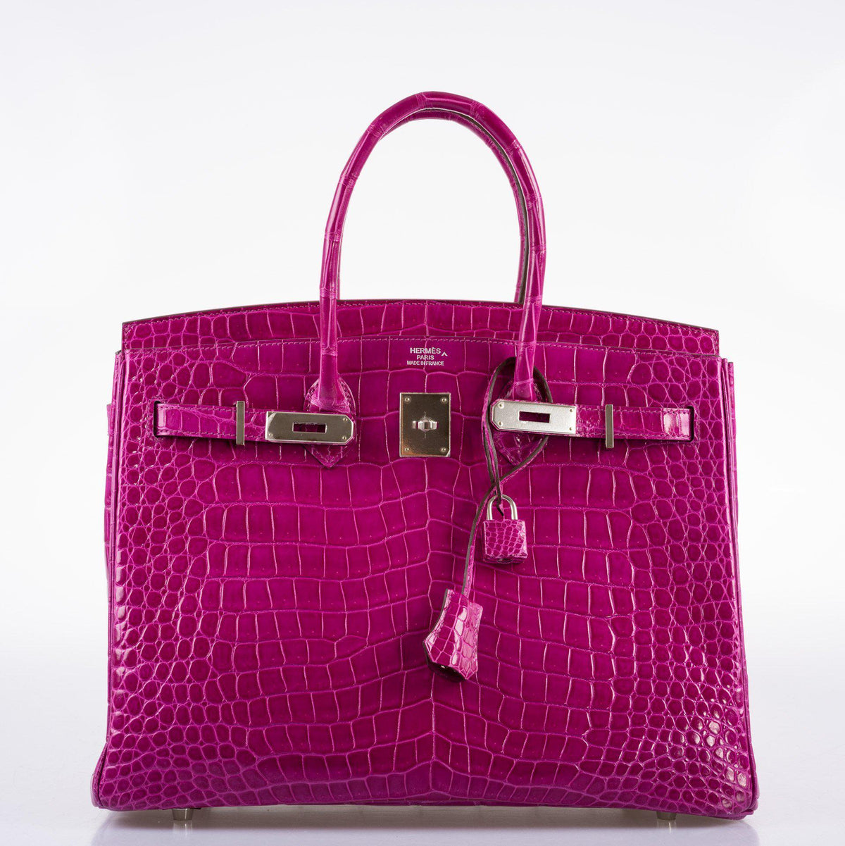 Hermes Birkin 35 Rose Scheherazade Shiny Porosus Crocodile Palladium Hardware Hermes