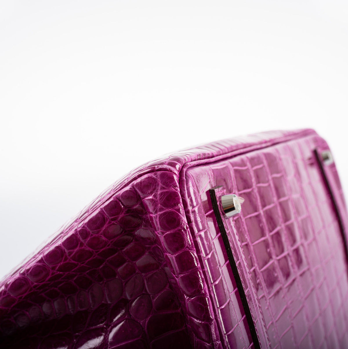 Hermes Birkin 35 Rose Scheherazade Shiny Porosus Crocodile Palladium Hardware Hermes