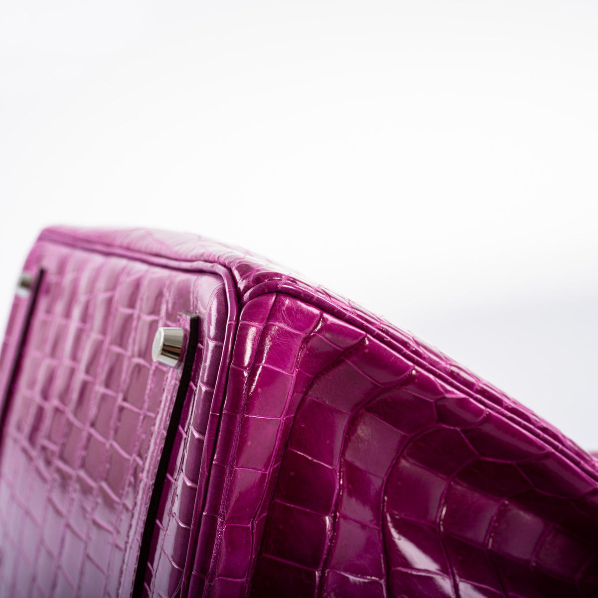 Hermes Birkin 35 Rose Scheherazade Shiny Porosus Crocodile Palladium Hardware Hermes