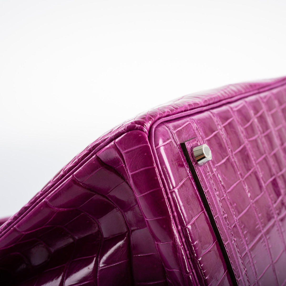 Hermes Birkin 35 Rose Scheherazade Shiny Porosus Crocodile Palladium Hardware Hermes