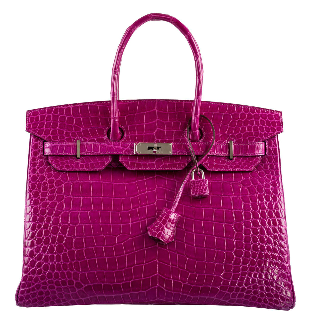 Hermes Birkin 35 Rose Scheherazade Shiny Porosus Crocodile Palladium Hardware Hermes
