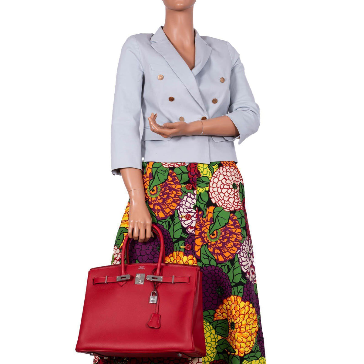 Hermes Birkin 35 Rouge Vif Epsom with Palladium Hardware Hermes