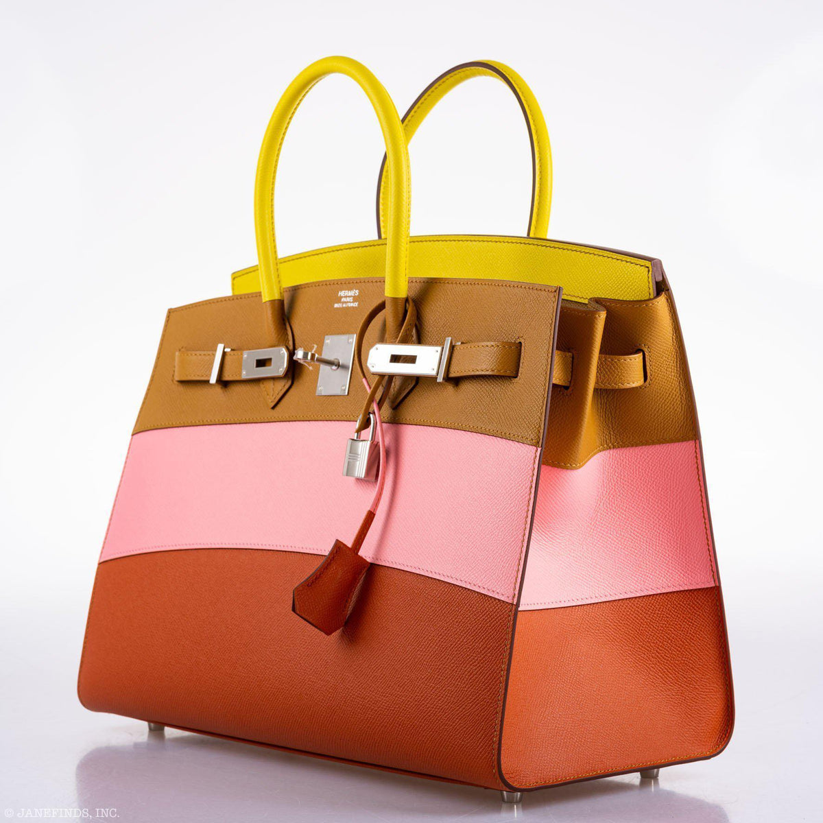 Hermes Birkin 35 Sellier "Sunrise" Rainbow Epsom Palladium Hardware Hermes