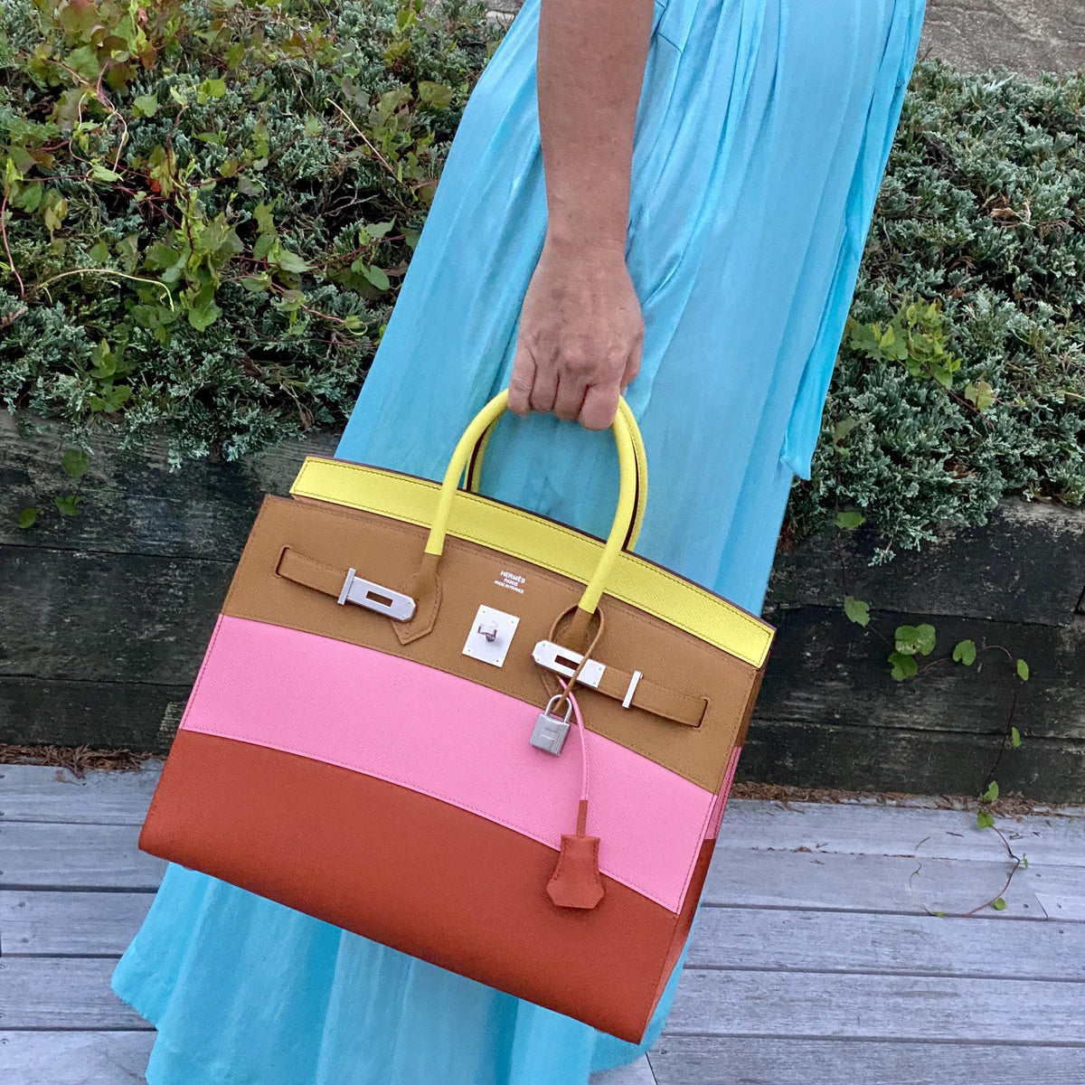 Hermes Birkin 35 Sellier "Sunrise" Rainbow Epsom Palladium Hardware Hermes