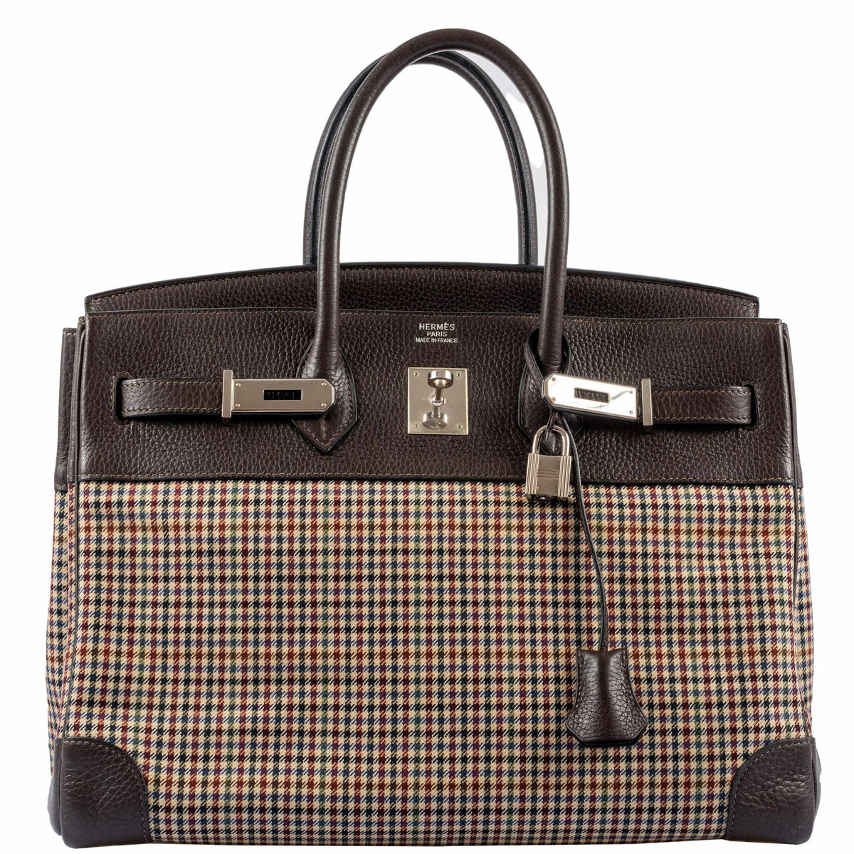 Hermes Birkin 35 Togo And Plaid Wool Lainage Palladium Hardware -Runway Bag Hermes