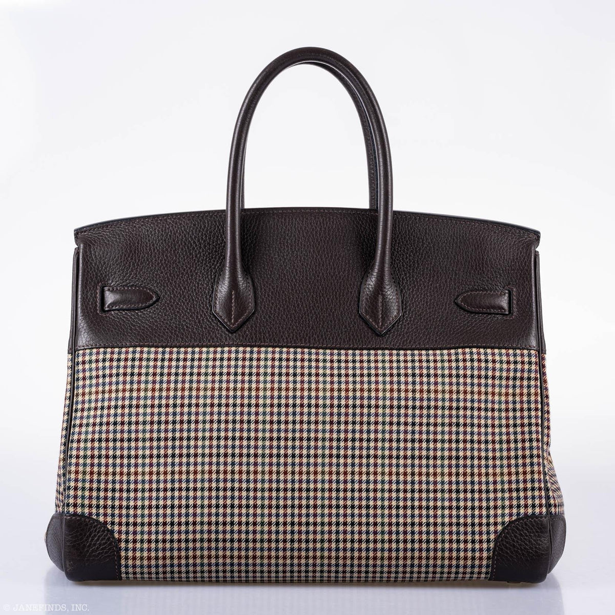 Hermes Birkin 35 Togo And Plaid Wool Lainage Palladium Hardware -Runway Bag Hermes