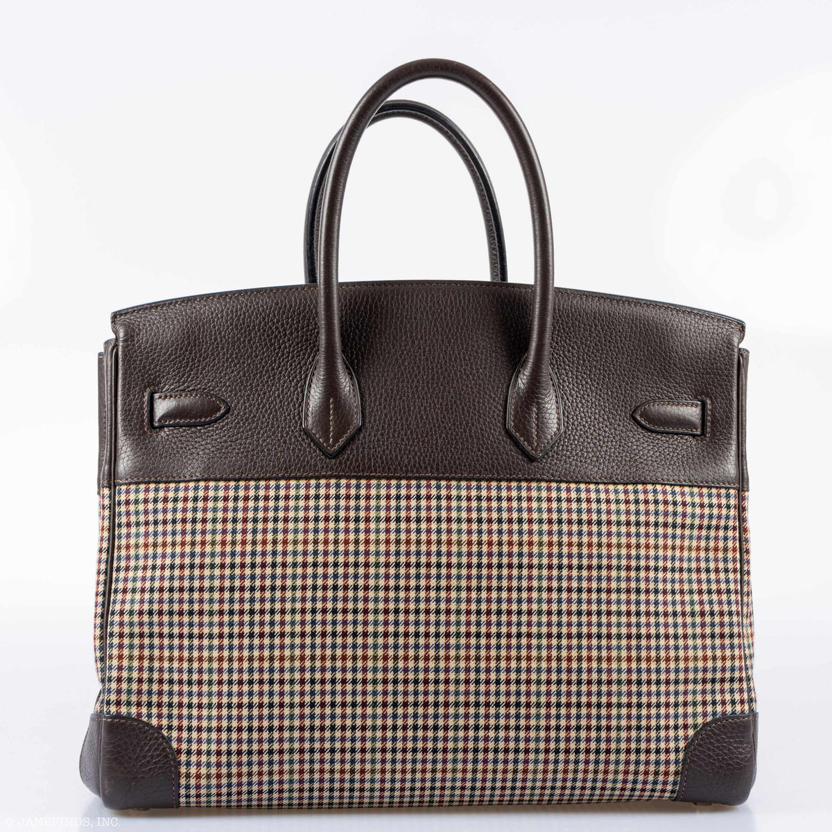 Hermes Birkin 35 Togo And Plaid Wool Lainage Palladium Hardware -Runway Bag Hermes