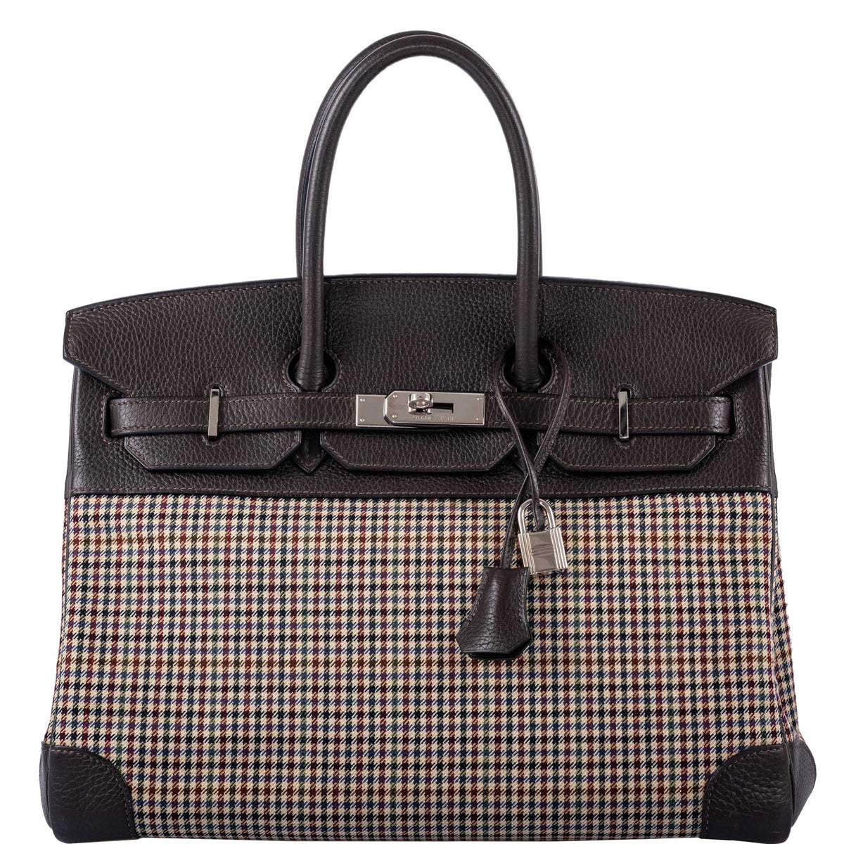 Hermes Birkin 35 Togo And Plaid Wool Lainage Palladium Hardware -Runway Bag Hermes