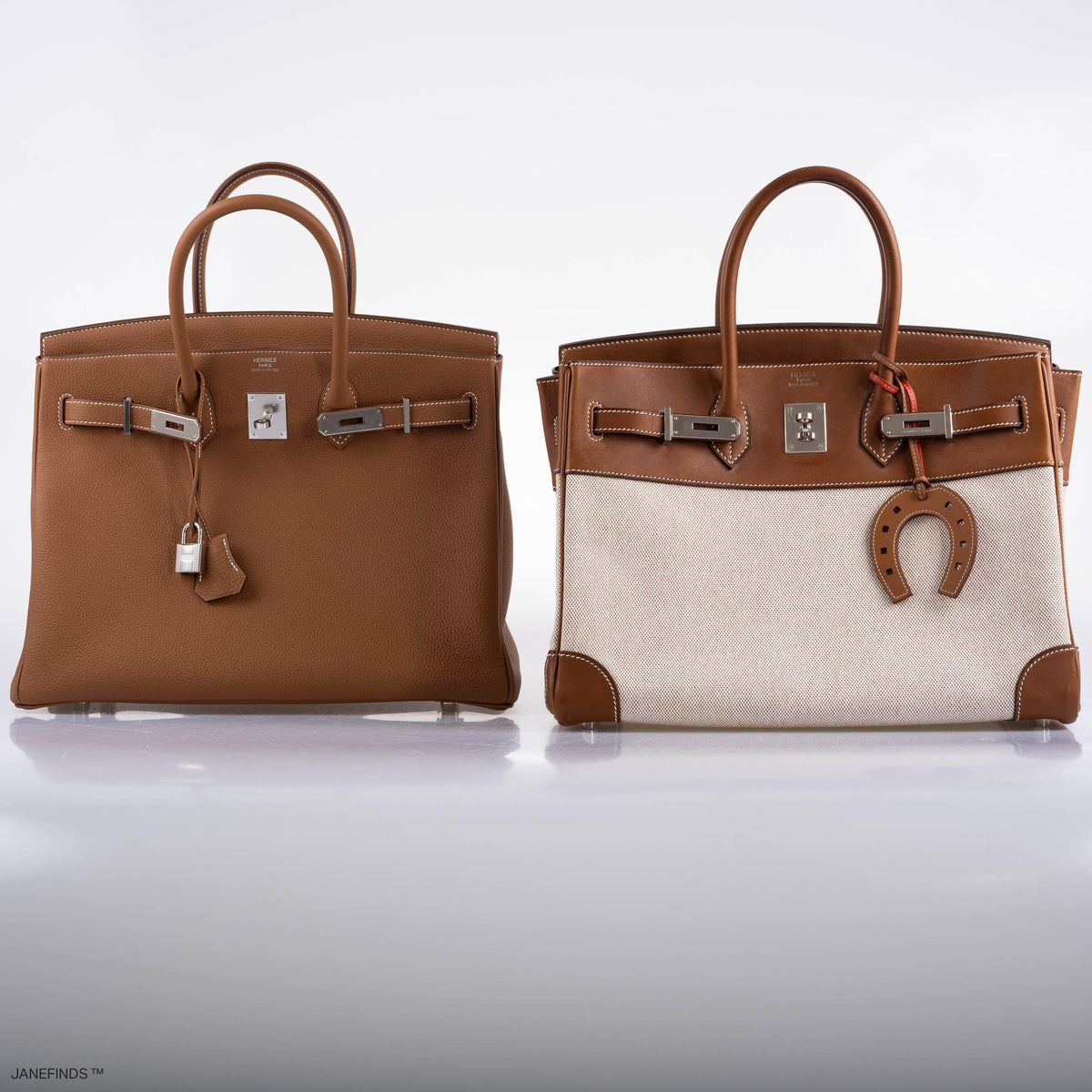 Hermes Birkin 35 Toile & Barenia with Palladium Hardware Hermes