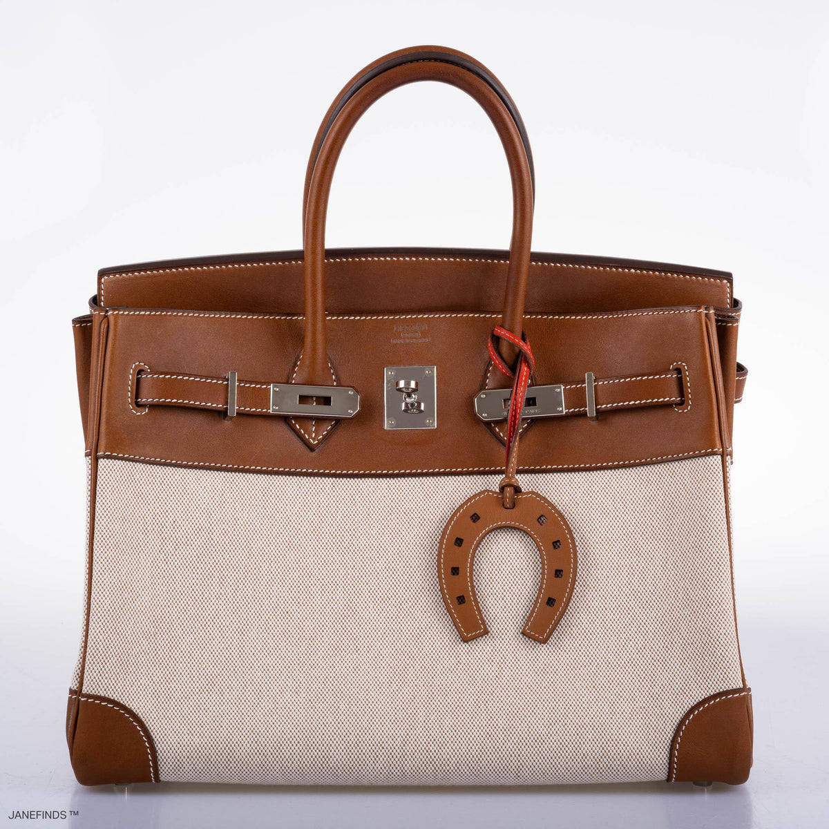 Hermes Birkin 35 Toile & Barenia with Palladium Hardware Hermes
