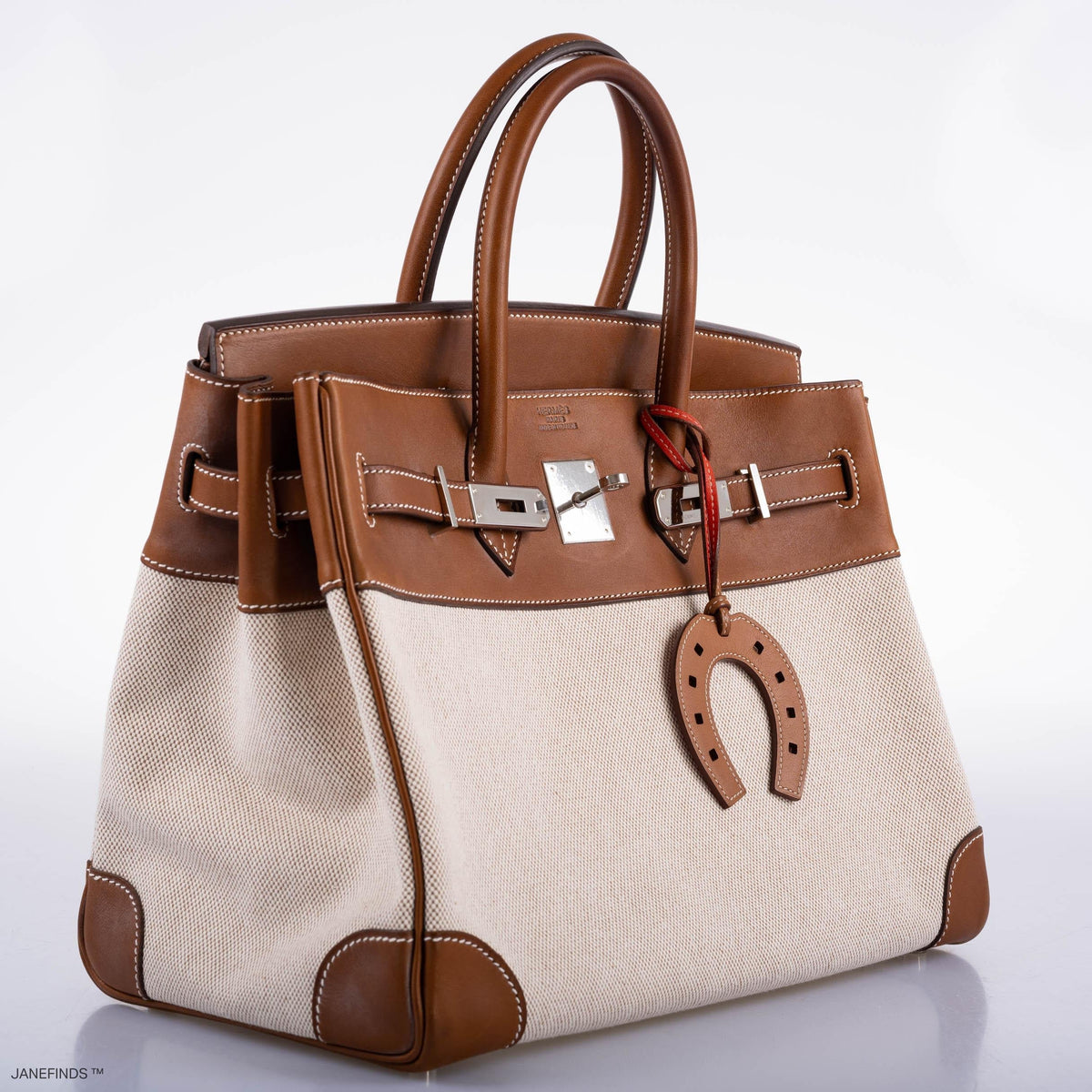 Hermes Birkin 35 Toile & Barenia with Palladium Hardware Hermes