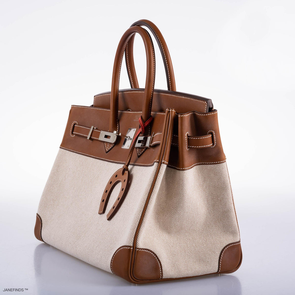 Hermes Birkin 35 Toile & Barenia with Palladium Hardware Hermes