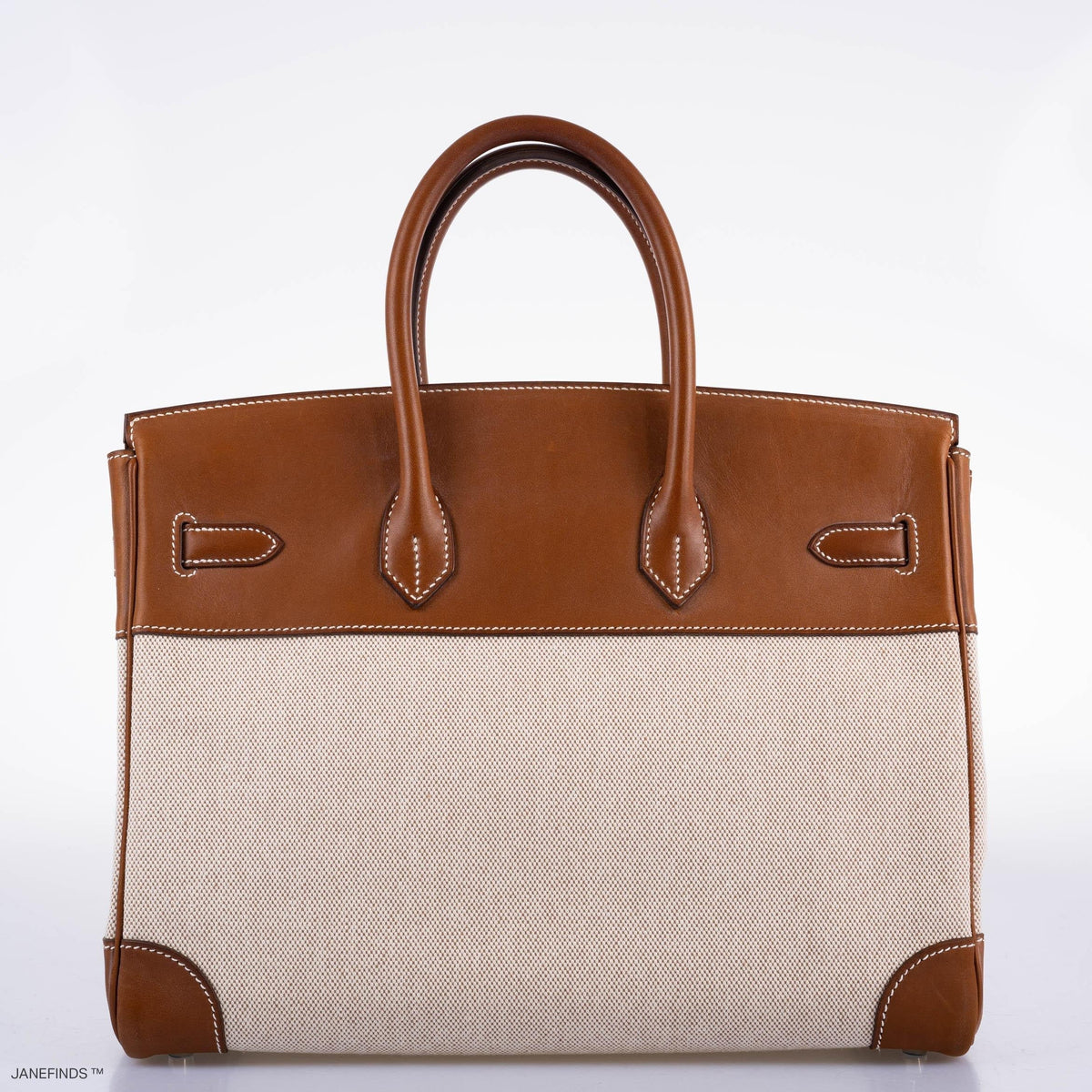 Hermes Birkin 35 Toile & Barenia with Palladium Hardware Hermes