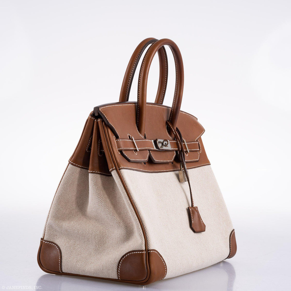 Hermes Birkin 35 Toile & Barenia with Palladium Hardware Hermes