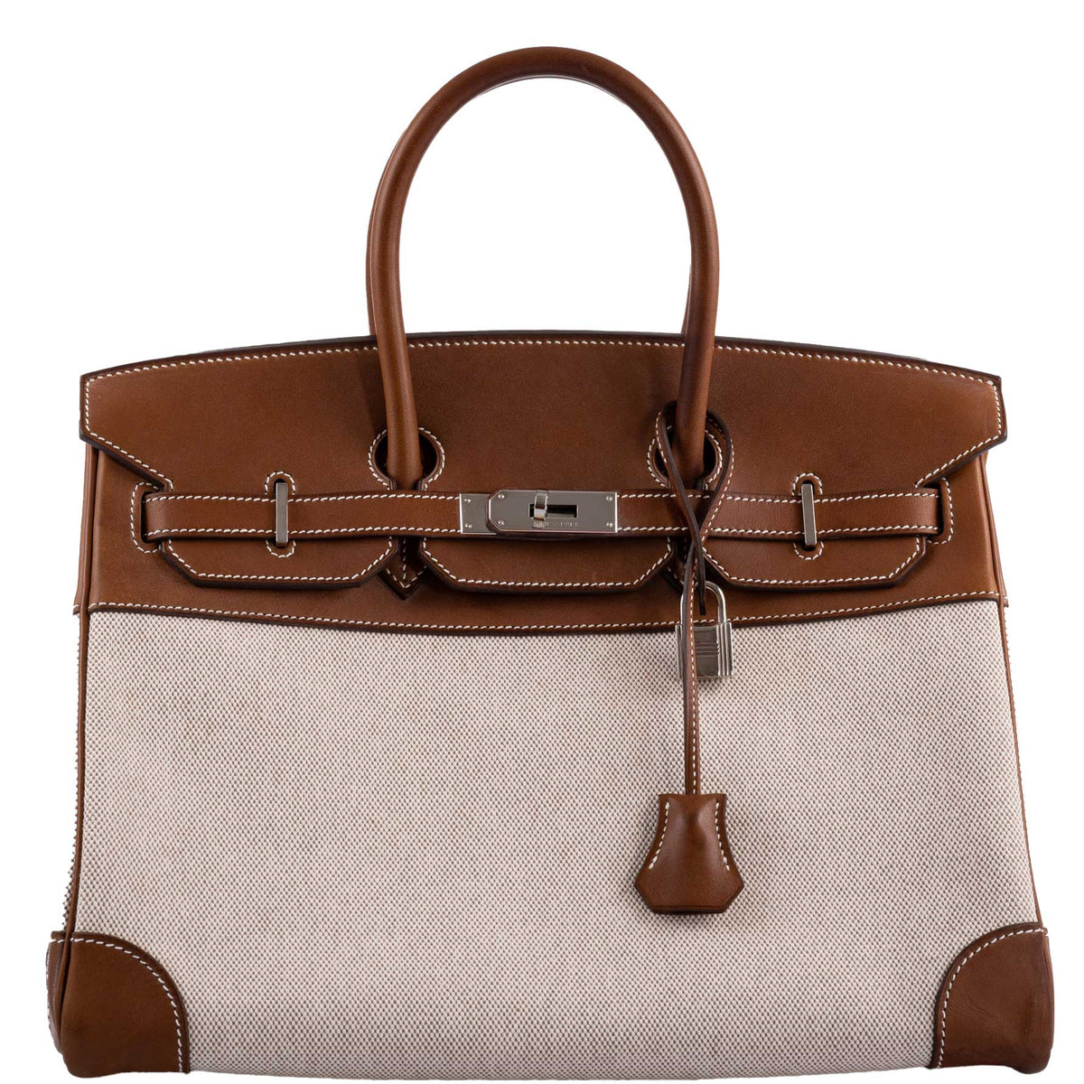 Hermes Birkin 35 Toile & Barenia with Palladium Hardware Hermes
