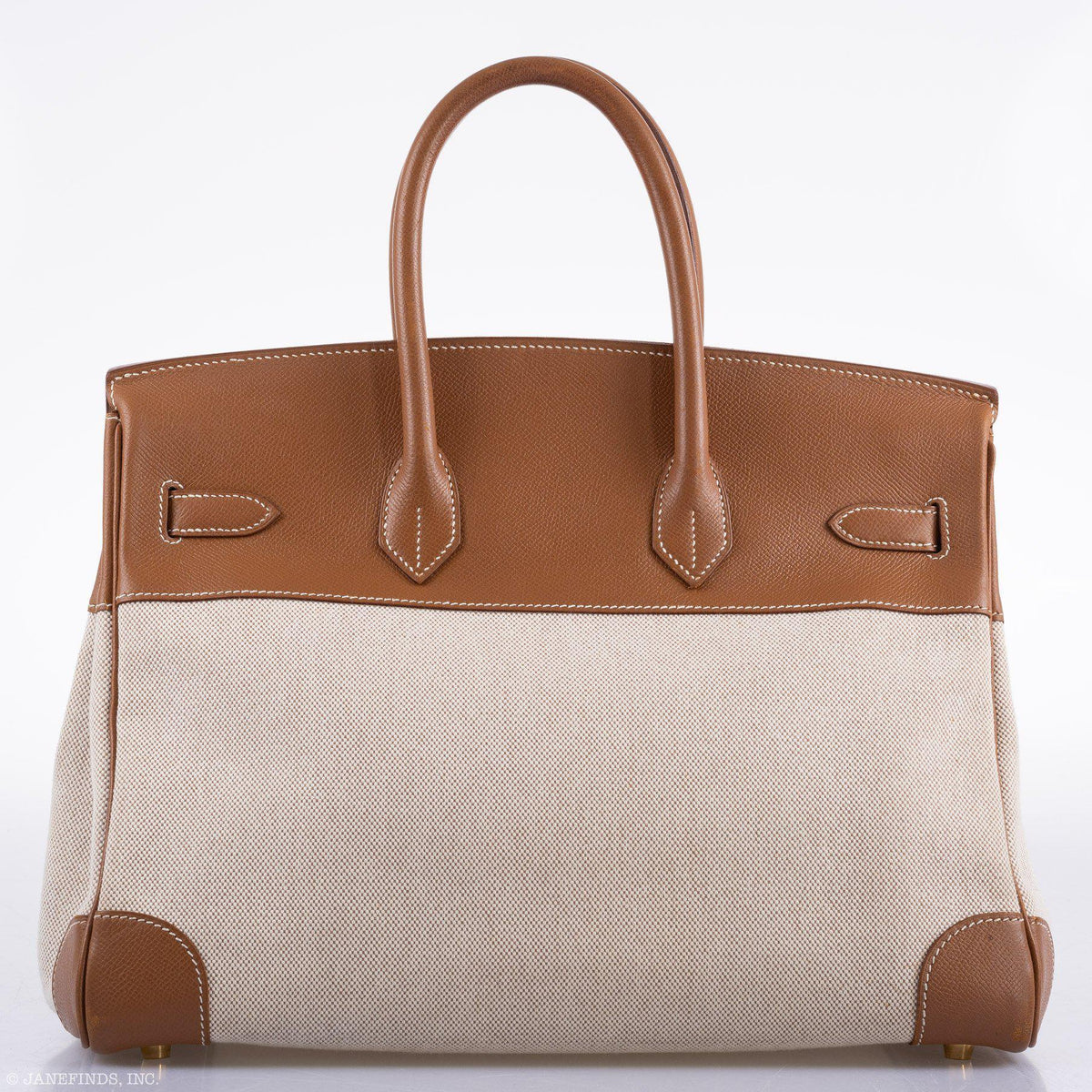 Hermes Birkin 35 Toile & Gold Epsom Gold Hardware Hermes
