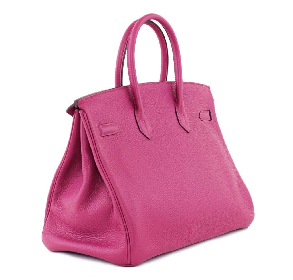 Hermes Birkin 35 Tosca Clemence Leather Palladium Hardware BagAg