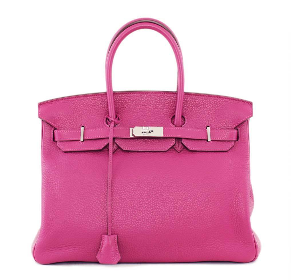 Hermes Birkin 35 Tosca Clemence Leather Palladium Hardware BagAg
