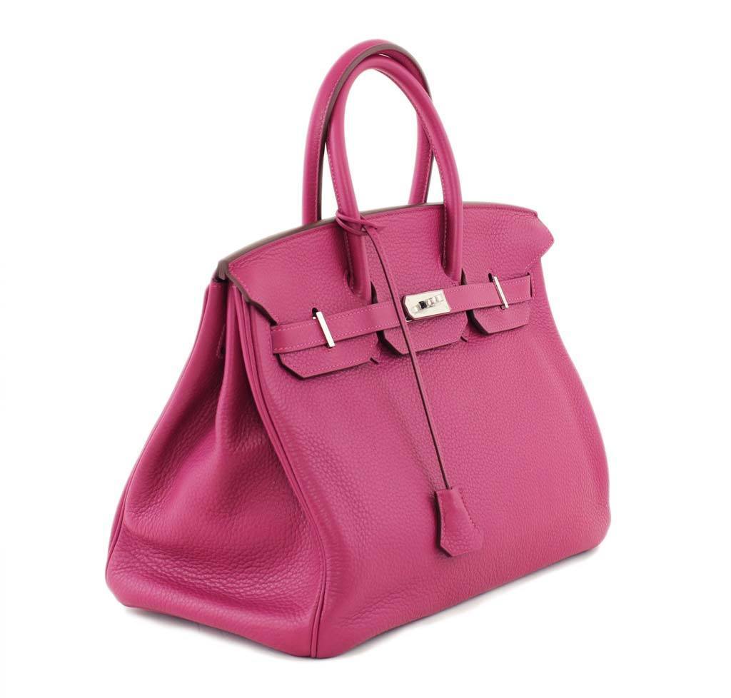 Hermes Birkin 35 Tosca Clemence Leather Palladium Hardware BagAg