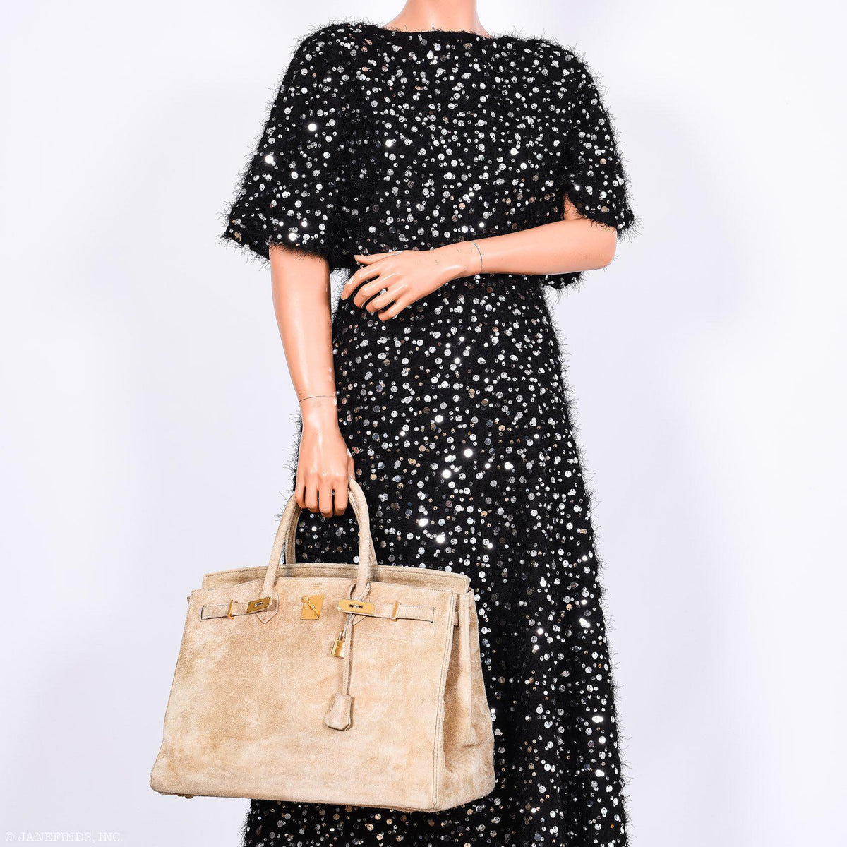 Hermes Birkin 40 Beige Veau Doblis Suede with Gold Hardware Hermes