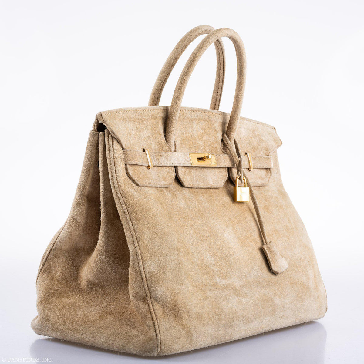 Hermes Birkin 40 Beige Veau Doblis Suede with Gold Hardware Hermes